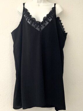 BLACK LACE DETAIL SPAGHETTI STRAP DRESS PLUS 3XL